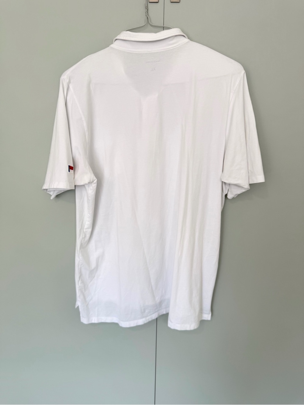 B.DRADDY Men’s Solid White Liam Polo with North Carolina flag and “B” Logo Patch - Picture 4 of 8